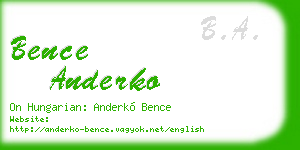 bence anderko business card